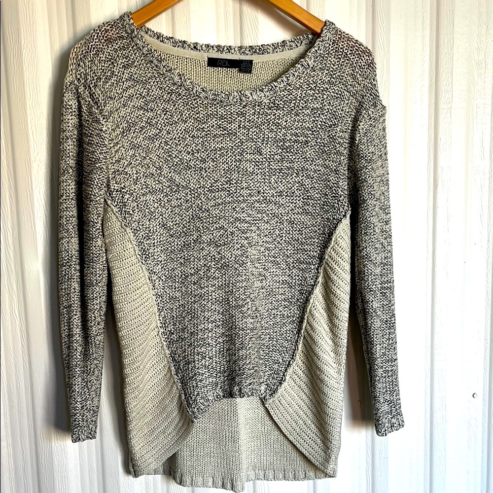 RDI Casual‎ Black and Dark Cream Loose Tweed Look Knit Sweater Womens S